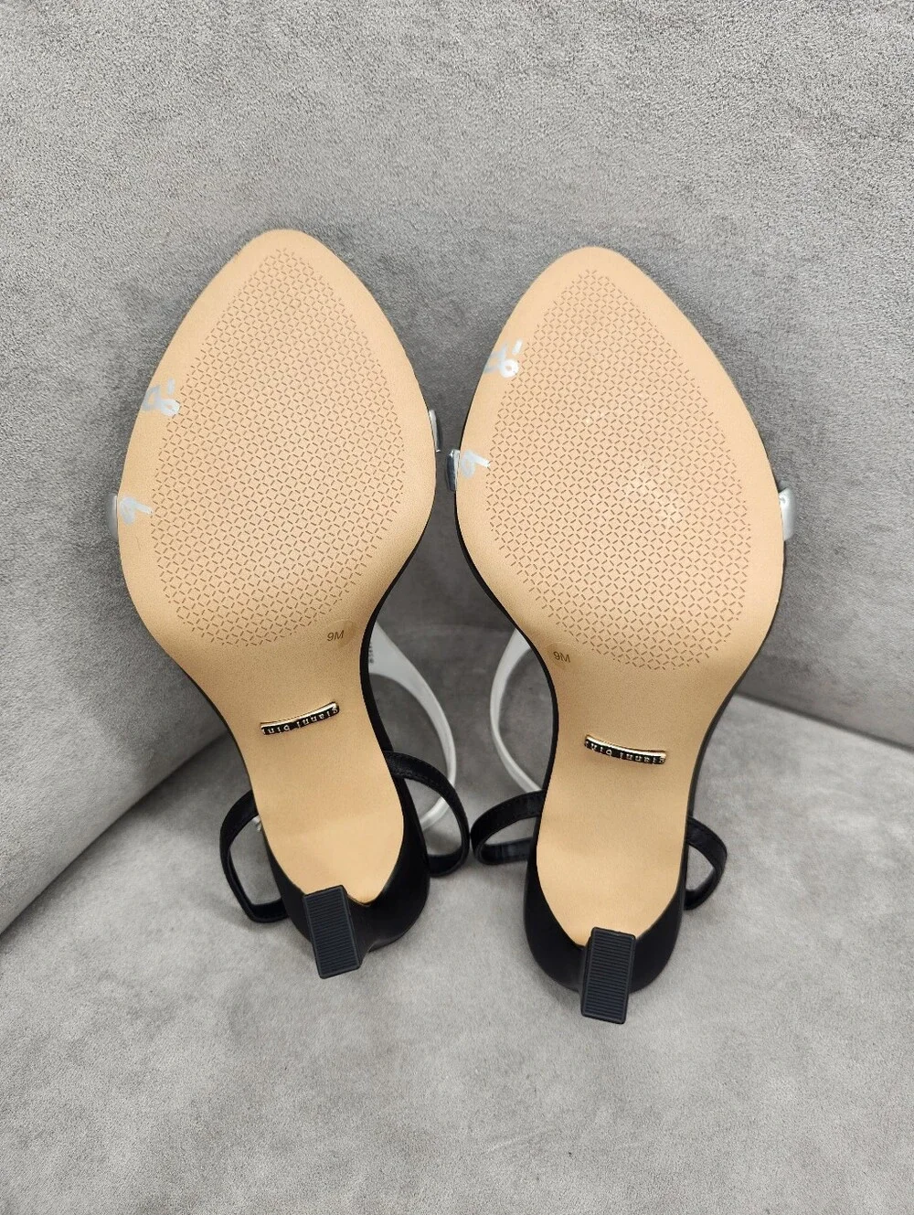 Gianni Bini Dress Sandals 9 Black White Leather Orah Thong High Heel New $120